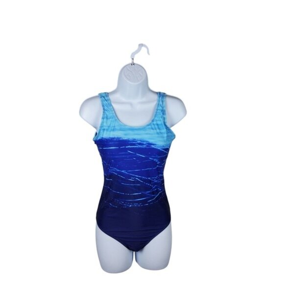 Century Star Ombre Strappy Back One Piece Swimsuit In Blue Size Medium - Picture 2 of 6
